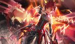  all_male elsword elsword_(character) long_hair male ponytail red_eyes red_hair scorpion5050 sword weapon 