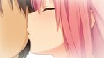  akinashi_yuu ao_no_kanata_no_four_rhythm black_hair close game_cg kiss pink_hair 