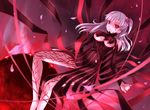  bow breasts dark_matou_sakura dress fate/stay_night kouzuki_hajime long_hair matou_sakura purple_hair red_eyes ribbons underboob 