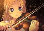  akisorapx blonde_hair close instrument long_hair miyazono_kawori purple_eyes shigatsu_wa_kimi_no_uso violin 