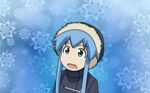  blue_eyes blue_hair hat ikamusume shinryaku!_ikamusume snow vector winter 