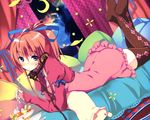  bed dress ice_cream original phone ponytail red_hair refeia thighhighs 