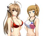  amagi_brilliant_park bikini breasts brown_hair cleavage crossover erect_nipples gundam_(series) gundam_build_fighters gundam_build_fighters_try hoshino_fumina kenken ponytail sento_isuzu swimsuit white 