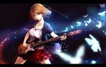  blonde_hair blue_eyes butterfly guitar instrument kagamine_rin lancefate necklace short_hair skirt torn_clothes vocaloid 