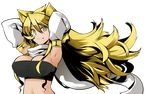  akame_ga_kill! animal_ears blonde_hair breasts catgirl cleavage leone long_hair mana_alchemist navel vector yellow_eyes 