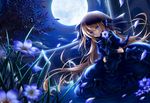  blue_eyes dress flowers gloves goth-loli lolita_fashion long_hair moon night original ueno_tsuki 