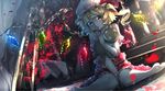  blonde_hair cross dress flandre_scarlet hat red_eyes ryosios short_hair stairs teddy_bear touhou vampire wings 