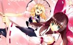  2girls dress hakurei_reimu japanese_clothes kirisame_marisa miko touhou ueda_ryou witch 