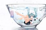  animal barefoot blue_eyes blue_hair bubbles fish hatsune_miku l.bou seifuku signed twintails underwater vocaloid water 