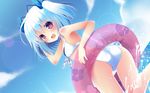  1000-chan ass bikini blue_hair blush kanora oizumi pink_eyes short_hair sky swim_ring swimsuit twintails 