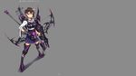  armor bow_(weapon) brown_hair gia gray kaga_(kancolle) kantai_collection ponytail purple_eyes short_hair signed skirt weapon 
