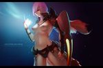  blue_eyes breasts ecchi_pantsu final_fantasy final_fantasy_xiii lightning_farron navel nipples pink_hair short_hair topless 