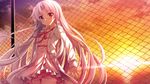  akabeisoft3 akizora_momiji clouds dekinai_watashi_ga_kurikaesu furukawa_ren game_cg long_hair red_eyes sky sunset water white_hair 