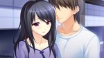  ayase_hazuki black_hair game_cg kamidere long_hair ooguro_miho purple_eyes 