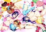  amaya_haruko blush breasts himegami_kodama kushiya_inaho maken-ki! nijou_aki nipples panties swimsuit takeda_hiromitsu thighhighs topless underwear 