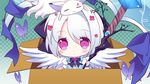  animal cat chibi game_cg izumi_tsubasu koi_ga_saku_koro_sakura_doki tina_(koi_ga_saku_koro_sakura_doki) white_hair wings 