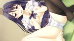  blush breasts cameltoe erondo game_cg honjou_masato koinaka kudou_mai long_hair nipples panties purple_hair seifuku shirt_lift spread_legs underwear 