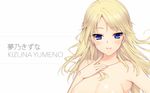  blonde_hair blue_eyes blush culture_japan iizuki_tasuku kizuna_yumeno long_hair topless 