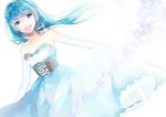  blue_eyes blue_hair dress elbow_gloves flowers maayan original wedding_attire 