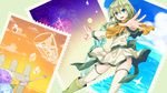  blonde_hair blue_eyes boots dress drink fireworks flowers long_hair photomosaic ribbons thighhighs toudou_charo utau water 