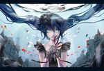  animal beeec blue_hair bubbles fish gloves green_eyes hatsune_miku twintails underwater vocaloid water 