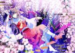  animal_ears barefoot brown_eyes brown_hair cherry_blossoms flowers hakurei_reimu japanese_clothes long_hair miko socks touhou watanabe_yuuna 