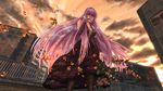  blue_eyes breasts cigarette cleavage dress flowers long_hair maru0911 megurine_luka pink_hair smoking vocaloid 