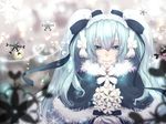  blue_eyes blue_hair flowers hatsune_miku long_hair phino_(jinko0094) ribbons twintails vocaloid yuki_miku 