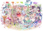  aqua_eyes black_hair bow brown_eyes brown_hair drink fang flandre_scarlet fruit_punch green_hair group hakurei_reimu hat headband houjuu_nue japanese_clothes kirisame_marisa komeiji_koishi komeiji_satori long_hair maid miko murasa_minamitsu pink_eyes pink_hair purple_hair red_eyes remilia_scarlet seifuku short_hair skirt socks thighhighs touhou vampire wings wink witch witch_hat 