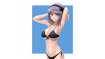  bikini blue_eyes breasts brown_hair cleavage dagashi_kashi headband navel shidare_hotaru siraha swimsuit white 