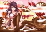  blue_eyes breasts brown_hair chocolate chocolate_clothes chocolate_covered chocolate_on_foot ichinose_shiki idolmaster idolmaster_cinderella_girls large_breasts long_hair looking_at_viewer shingo_(picturepuzzle) solo thighhighs valentine 