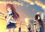  ao_no_kanata_no_four_rhythm arisaka_mashiro group ichinose_rika kurashina_asuka rooftop seifuku sunset tobisawa_misaki 