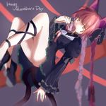  1girl animal_ears animal_eats cat_ears kaenbyou_rin legs red_eyes red_hair tails touhou twintails valentine 