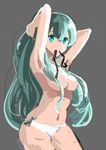 absurdres adjusting_hair aqua_eyes aqua_hair bad_id bad_pixiv_id breasts convenient_censoring hatsune_miku highres large_breasts long_hair looking_at_viewer marie_mushroom mouth_hold navel sketch solo twintails vocaloid 