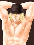  1boy abs bara blush cum cum_on_body facial final_fantasy kureten male_focus muscle pecs snow_villiers solo topless 