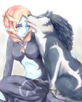  1girl blue_skin blush licking link link_(wolf) microspace midna midna_(true) nintendo orange_hair pointy_ears spoilers the_legend_of_zelda the_legend_of_zelda:_twilight_princess wolf wolf_link 