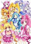  aono_miki blonde_hair blue_choker blue_hair blue_skirt bow choker cure_berry cure_blossom cure_marine cure_moonlight cure_passion cure_peach cure_pine cure_sunshine fresh_precure! green_eyes hair_ornament hanasaki_tsubomi heart heart_hair_ornament heartcatch_precure! higashi_setsuna kurumi_erika magical_girl midriff momozono_love multiple_girls myoudouin_itsuki navel one_eye_closed orange_bow orange_choker pink_bow pink_choker pink_eyes pink_hair precure purple_eyes purple_hair red_eyes red_hair skirt tsukikage_yuri yamabuki_inori yellow_bow yukiwo 