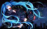  aqua_eyes aqua_hair dhiea flower formal hair_ribbon hatsune_miku long_hair necktie petals ribbon saihate_(vocaloid) skirt skirt_suit solo suit thighhighs twintails very_long_hair vocaloid zettai_ryouiki 