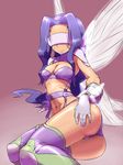  ass bad_id bad_pixiv_id breasts cleavage digimon digimon_frontier fairymon highres hun long_hair medium_breasts navel purple_hair solo thighhighs visor wings 