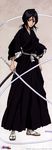  absurdres artist_request black_hair bleach highres japanese_clothes kuchiki_rukia sandals shikai short_hair simple_background sode_no_shirayuki_(shikai) solo sword tabi weapon 