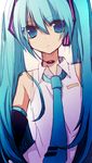  aqua_eyes aqua_hair bad_id bad_pixiv_id detached_sleeves hatsune_miku headset long_hair necktie solo syutyou twintails vocaloid 