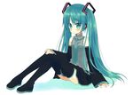  detached_sleeves full_body hatsune_miku long_hair meito_(maze) skirt solo thighhighs twintails vocaloid 