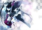  black_hair black_rock_shooter black_rock_shooter_(character) blue_eyes coat guitar hat hato_rami instrument long_hair mini_hat mini_top_hat shorts solo thighhighs top_hat twintails very_long_hair 