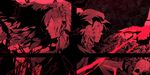  bad_id bad_pixiv_id banned_artist chain feathers glowing glowing_eyes hat izayoi_sakuya monochrome multiple_girls profile red remilia_scarlet s_tanly skull touhou wings 