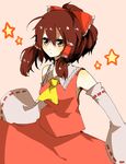  bad_id bad_pixiv_id bow brown_eyes brown_hair hair_bow hakurei_reimu orange_(bibiko) solo touhou 