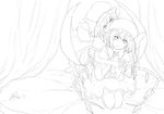  aoki_shin bad_id bad_pixiv_id bat_wings blush flandre_scarlet greyscale hat highres hug hug_from_behind lineart monochrome multiple_girls one_side_up ponytail remilia_scarlet short_hair siblings sisters touhou wings yuri 