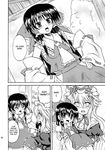 bow breasts child comic detached_sleeves doujinshi english greyscale hair_bow hair_tubes hakurei_reimu hands_on_hips hard_translated hat highres if_they_mated long_hair long_sleeves mob_cap monochrome mother_and_daughter multiple_girls non-web_source nontraditional_miko ribbon-trimmed_sleeves ribbon_trim speech_bubble surprised takaku_toshihiko touhou wide_sleeves yakumo_yukari 