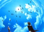  bird blue butler cloud clouds happy kanon_(umineko) looking_up seagull sky smile sun umineko_no_naku_koro_ni ushiromiya_jessica waving 