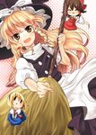  alice_margatroid bad_id bad_pixiv_id black_eyes blonde_hair bow braid broom brown_eyes brown_hair chibi closed_eyes hair_bow hair_ribbon hairband hakurei_reimu hat kirisame_marisa long_hair mamepon minigirl multiple_girls ribbon short_hair touhou witch_hat 