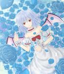  bad_id bad_pixiv_id bat_wings blue_hair flower red_eyes remilia_scarlet rode rose short_hair solo touhou wings 